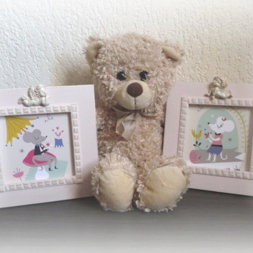 Duo de cadres rose poudré "ah l'amour!!!!! )