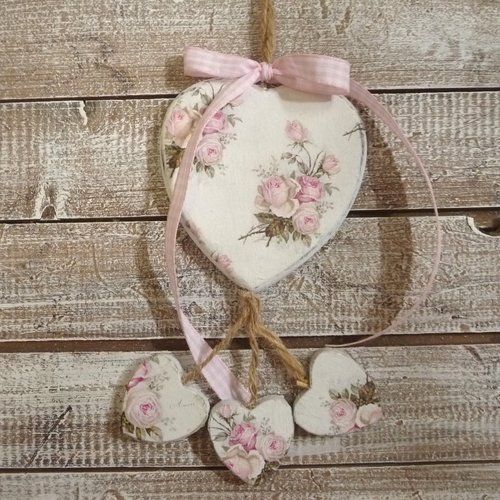 Ensemble de coeurs shabby, déco de porte, meuble, déco