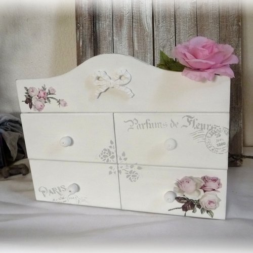 Petite commode, meuble, vintage, bijoux, rangement, shabby