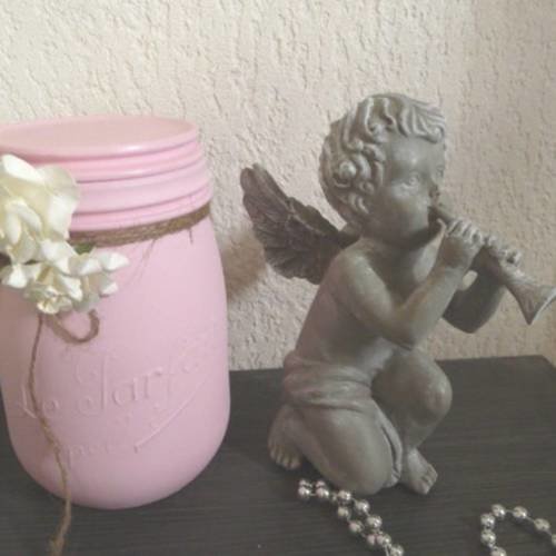 Ange à genoux  gris patiné  jouant de la trompette 