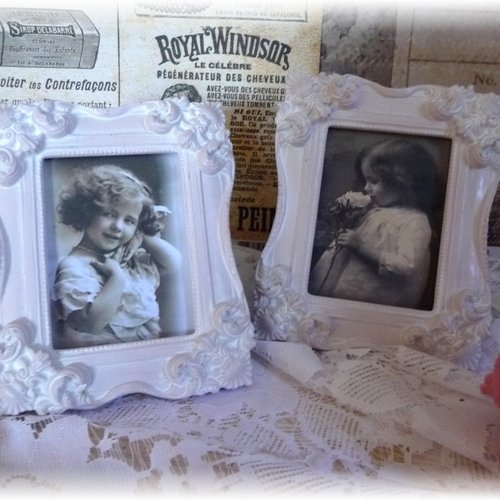 Deux petits cadres enfants rétro romantiques