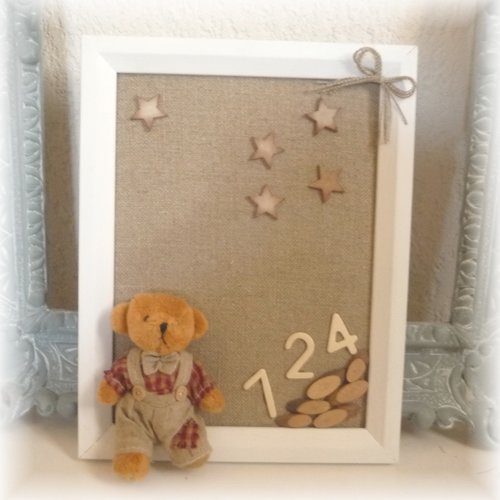Joli cadre enfant ourson déco chambre vintage étoiles