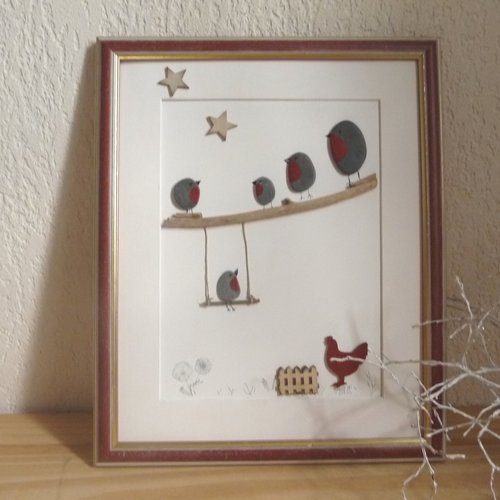 Cadre champêtre, galets, bois flotté, bois, déco nature