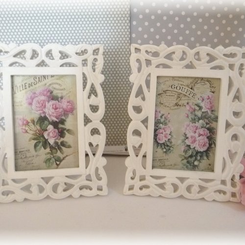 Deux jolis cadres shabby, cadres romantiques, vintage, tableaux rétro  24,00 €