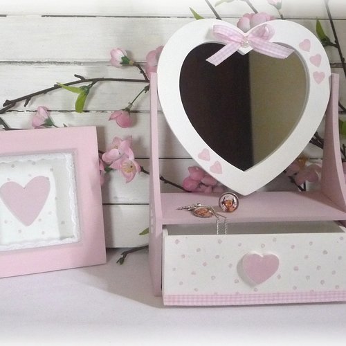 Adorable ensemble fillette, boite à bijoux, cadre, pendentif, bague, cadeau, anniversaire, fêtes