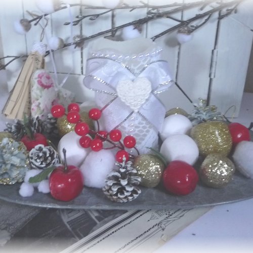 Centre de table noël, bougie led, nativité, déco fêtes,