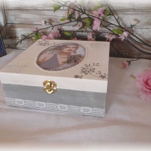 Boite à bijoux, rangement, rétro, cadeau, romantique, shabby