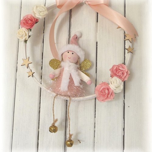 Couronne de noêl, couronne de porte , bois , fait main, fêtes, nativité, chambre d'enfant