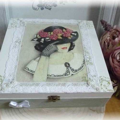 Boite à bijoux shabby, rangement, cadeau, élégance