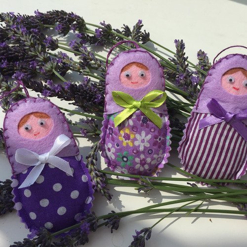Lot de 3 matriochka ,sachet de lavande,parfum d'intérieur
