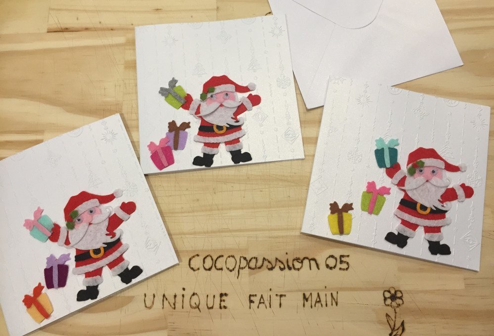 Carte De Noel Fait Main Pere Noel Scrapbooking Un Grand Marche