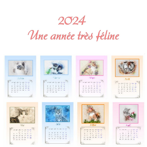 COLLECTOR : GRAND CALENDRIER MURAL CHATS D'AMOUR 2024