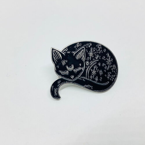 Broche pin’s chat noir, cadeau original