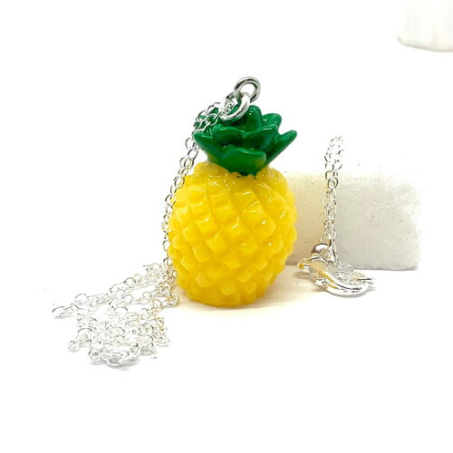 Collier ananas résine, bijoux aliment miniature, collier fantaisie fruit