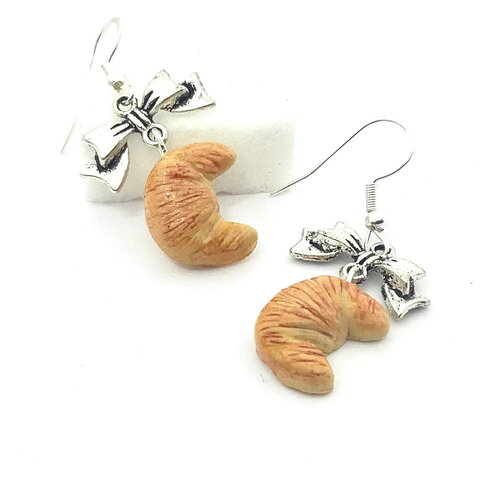 Boucles d’oreille croissants fimo, boucles d’oreilles pendantes fantaisies