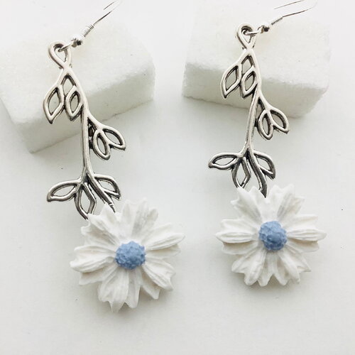 Boucles d’oreille pendantes fleurs fimo, boucles d oreille fantaisie