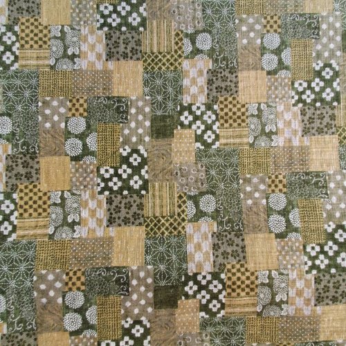 Tissu japonais 50x110 cm géométrique vert, boro, coton
