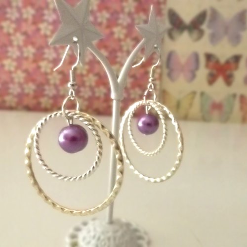 Boucles d'oreilles créoles en métal argent vif