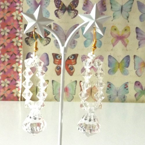 Boucles d'oreilles en perles en verre façon diamant
