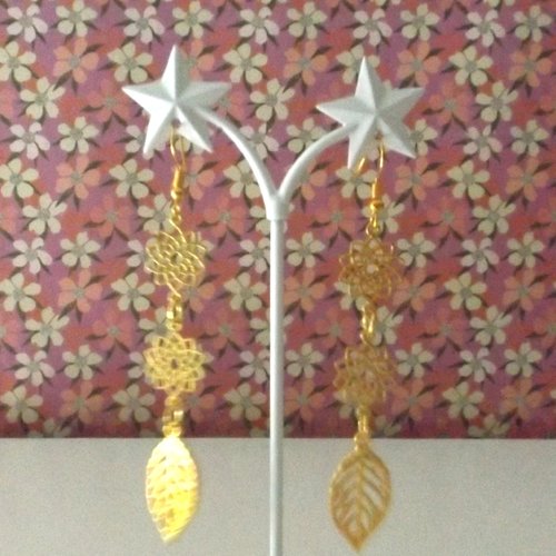 Boucles d'oreilles"fleurs feuilles"