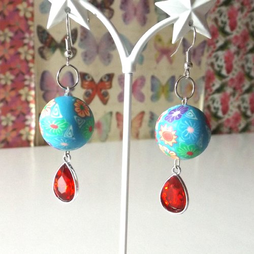 Boucles d'oreilles en perles en résine