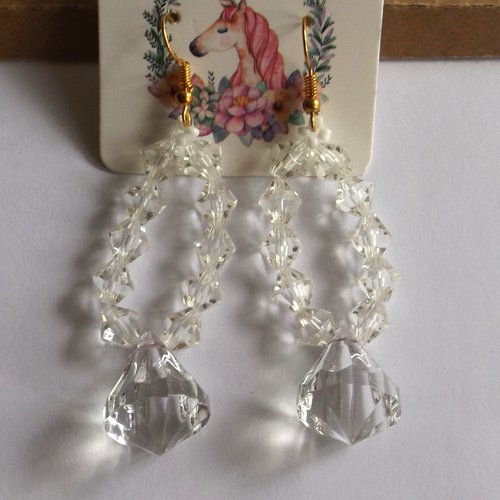 Boucles d'oreilles en perles en verre façon diamant