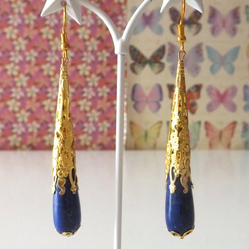 Boucles d'oreilles en perles lapis lazuli