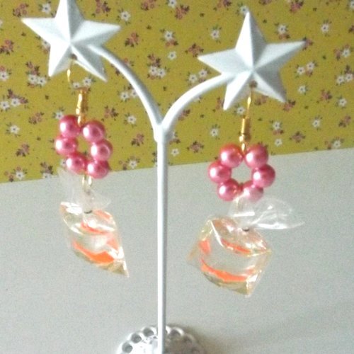 Boucles d'oreilles avec pendentif "aquarium"