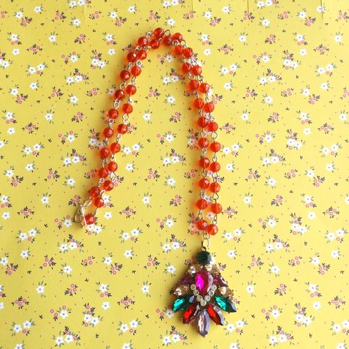 Collier avec pendentif strass vintage haute couture