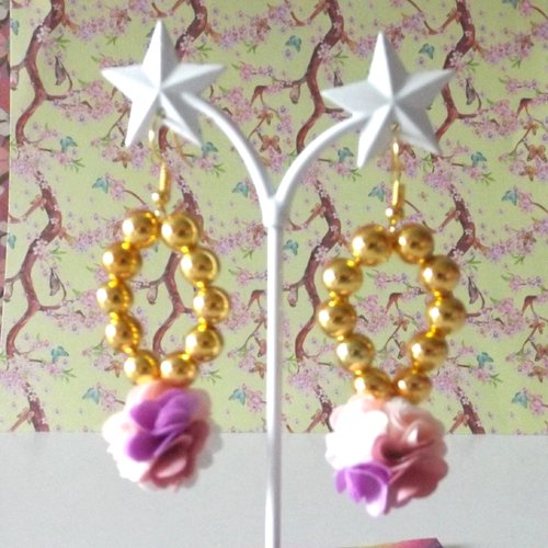 Boucles d'oreilles en perles et pompons