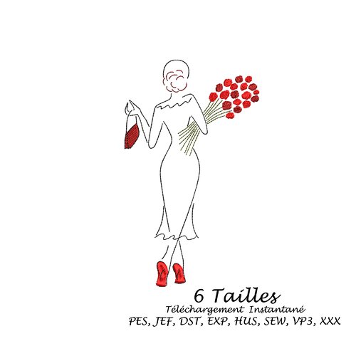 Motif  broderie machine elegante  femme