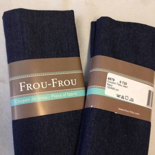 Coupon de tissu toile jean couleur bleu foncé