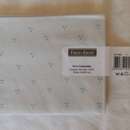 Coupon de tissu coton i love couture motif points couleur bleu clair/nuage 