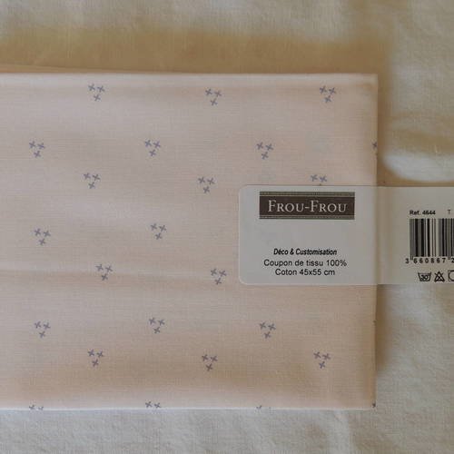 Coupon de tissu coton i love couture motif points couleur rose pâle 