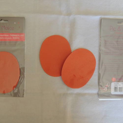 1 paire de coudières/genouillères thermocollantes orange pour enfant
