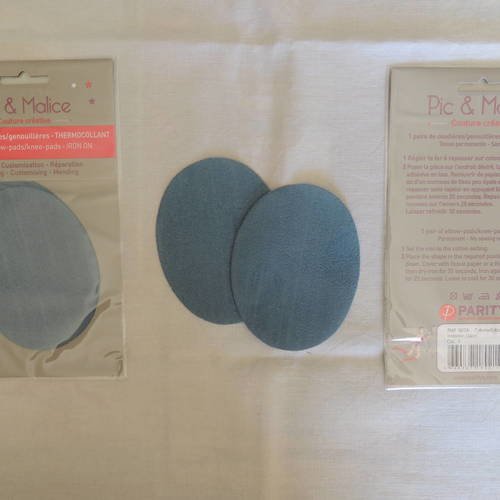 1 paire de coudières/genouillères thermocollantes bleu gris pour enfant