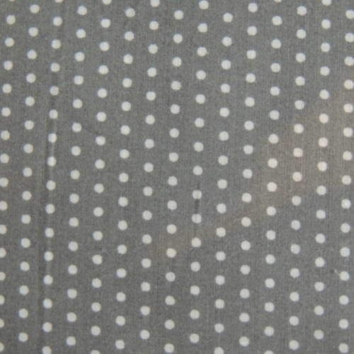 Coupon de tissu coton fond gris foncé pois écru/beige 