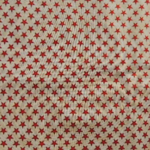 Tissu patch kaufman coton fond beige à étoiles rouges et or 