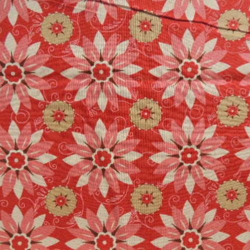 Tissu patch coton kaufman rouge motif fleurs 