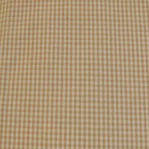 Coupon de tissu coton petits carreaux beiges et écru 