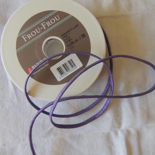 Ruban spaghetti lamé couleur violet largeur 7 mm 