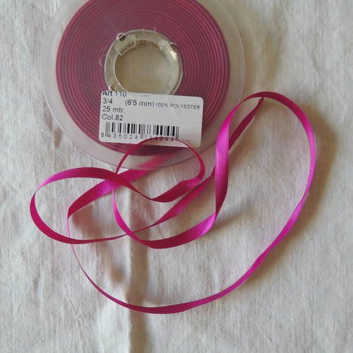 Ruban de satin couleur rose largeur 6.5 mm 