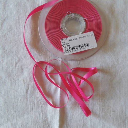 Ruban de satin couleur rose largeur 6.5 mm 