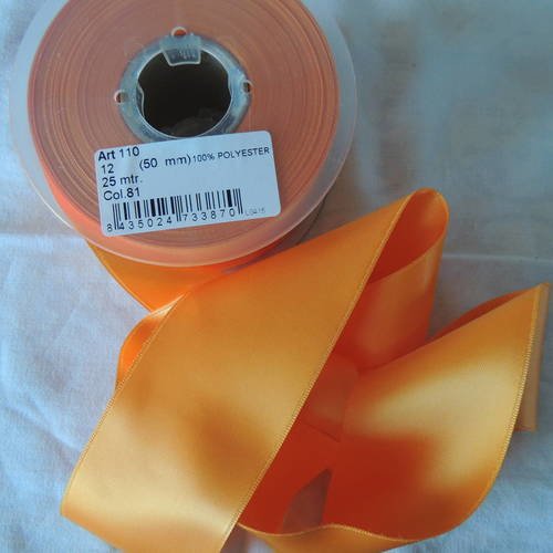 Ruban de satin couleur orange largeur 50 mm 