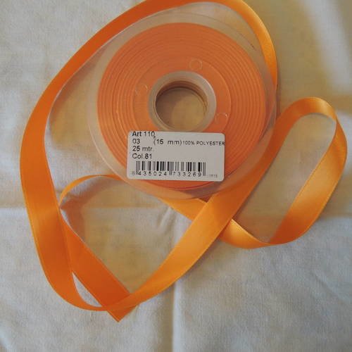 Ruban de satin couleur orange largeur 15 mm 