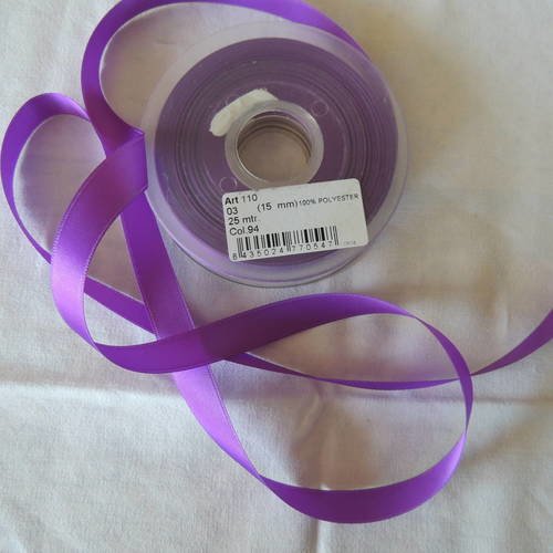 Ruban de satin couleur violet largeur 15 mm 