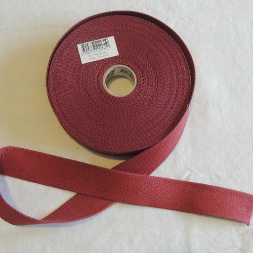 Sangle bagagère coton couleur bordeaux largeur 3 cm 