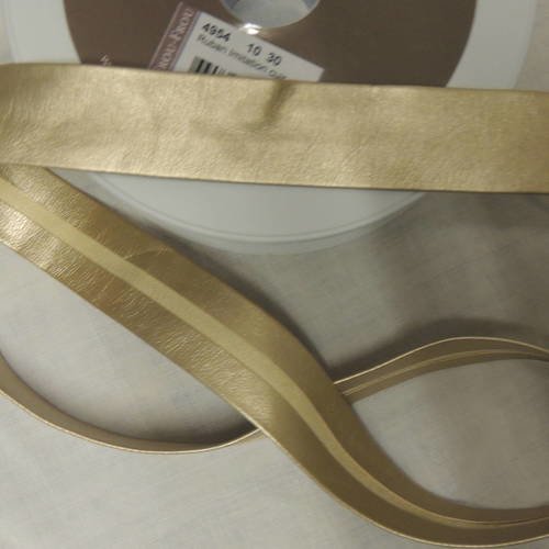 Biais ruban imitation cuir couleur doré largeur 1,2 cm 