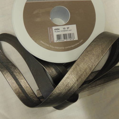 Biais ruban imitation cuir couleur gris taupe largeur 1,2 cm 