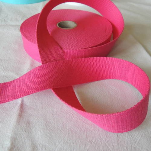 Sangle bagagère coton couleur rose largeur 30 mm 